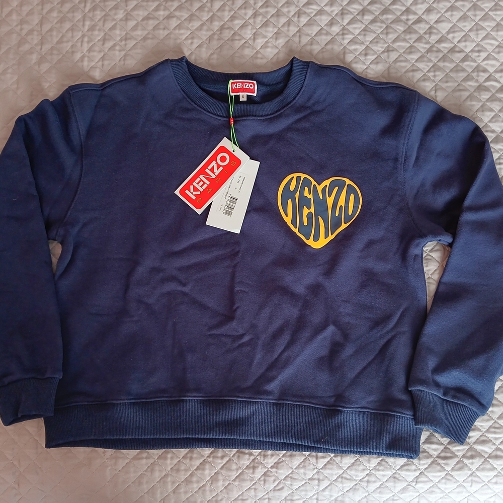 Kenzo Blue Sweatshirt with Yellow Heart Logo